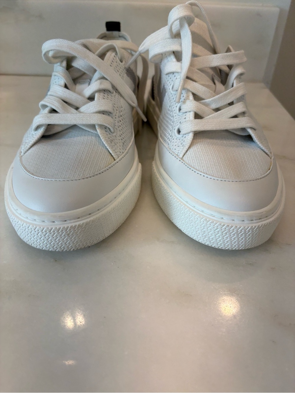Hermes White Knit Low-Top Sneakers with Black Heel Tab Women 37 - Picture 13 of 13